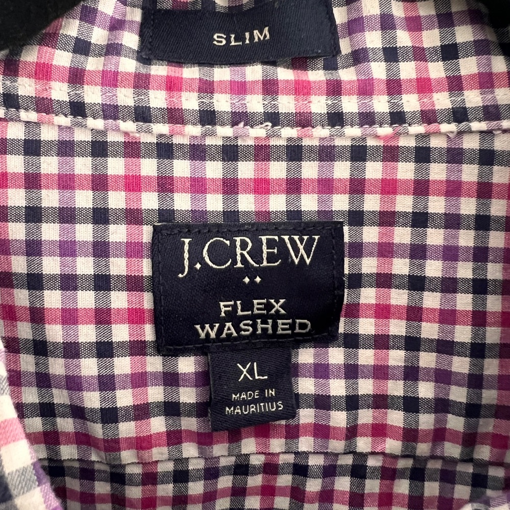 J. Crew Men's Slim Fit Checkered Shirt - Pink and Purple